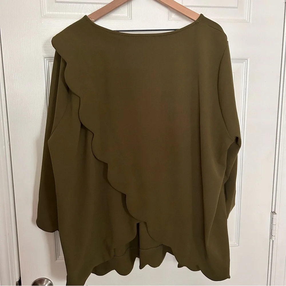 Andrée Olive Green Long Sleeve Women's Top Size 3X - Picture 5 of 5